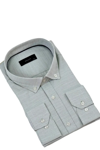 Erkek Büyük Beden Klasik Tek Cepli Uzun Kol Gömlek BGL-ST04342 - Resim 6