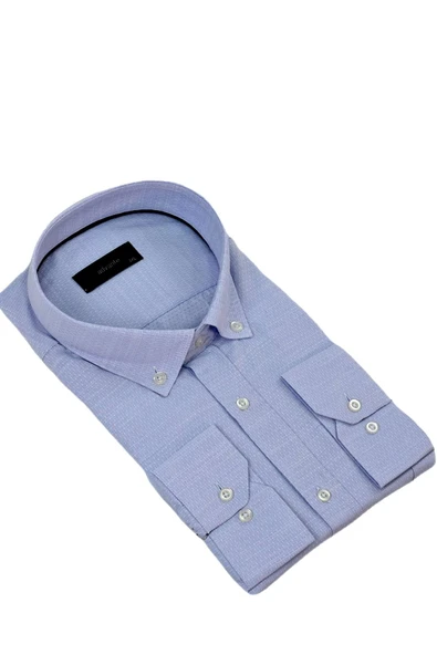 Erkek Büyük Beden Klasik Tek Cepli Uzun Kol Gömlek BGL-ST04342 - Resim 7