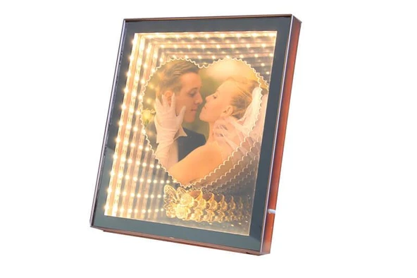 Ayna Led li Çerçeve Led Işıklı Kalpli Fotoğraf Çerçevesi - Resim 4