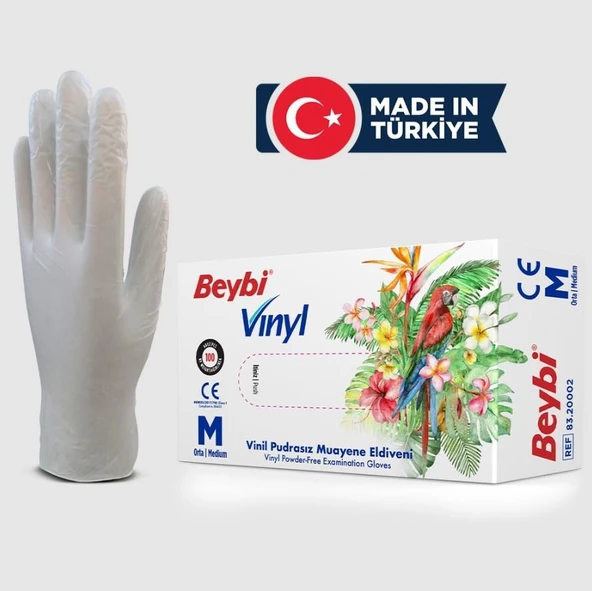 Beybi Vinyl S Vinil Pudrasız Muayene Eldiven 100&apos;lük Kutu