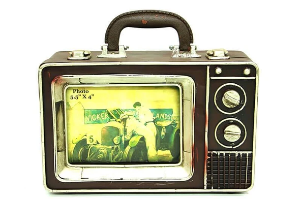Dekoratif Metal Televizyon Bavul Vintage Biblo Hediyelik - 2