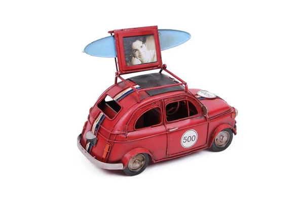 Dekoratif Metal Araba Çerçeveli Vintage Ev Ofis Hediyelik - Resim 2