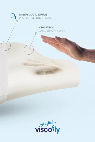 Viscofly Visco Boyun Destekli Çift Yönlü Yastık - 54 cm x 40 cm x 12 cm x 10 cm - Resim 3