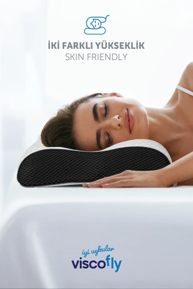 Viscofly Visco Boyun Destekli Çift Yönlü Yastık - 54 cm x 40 cm x 12 cm x 10 cm - Resim 4