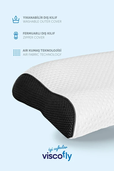 Viscofly Visco Boyun Destekli Çift Yönlü Yastık - 54 cm x 40 cm x 12 cm x 10 cm - Resim 2