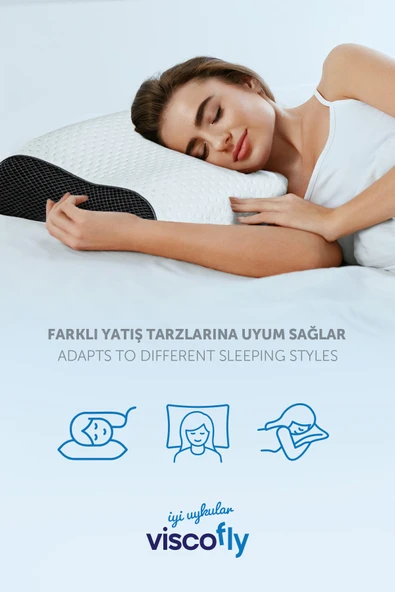 Viscofly Visco Boyun Destekli Çift Yönlü Yastık - 54 cm x 40 cm x 12 cm x 10 cm - Resim 5