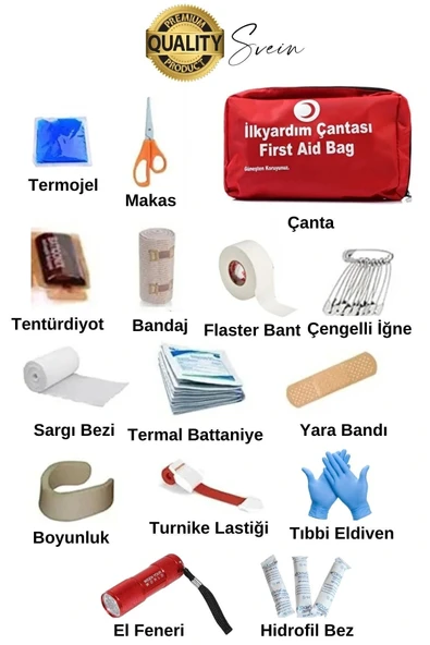 Lüks İlk Yardım Çantası Deprem Afet Acil Durum Müdahale Kiti Araç Ev İşyeri Yerli Üretim Ecza Çanta - 2