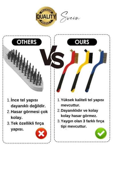 Premium 3'lü Mini Tel Fırça Seti Detay Temizlik Pas Kir Sökücü Devre Kartı Fan 3D Printer Mekanik - 4