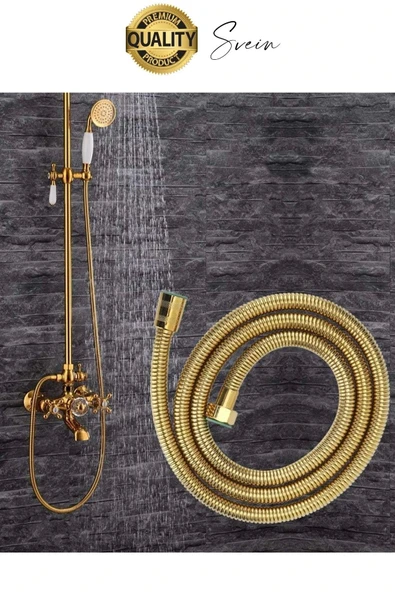 Yüksek Kalite Paslanmaz Kırılmaz Çelik Örgülü Duş Hortumu Uzayan Spiral 150 cm Büküm Önleyici - 4