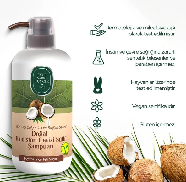 Hindistan Cevizi Sütlü Şampuan 600 ML X 3 ve Saç Kremi Hediyeli - Resim 2