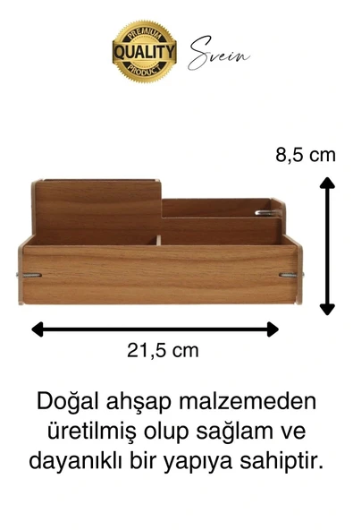 Özel Üretim 4 Bölmeli Masa Üstü Ahşap Kalem Kağıt Ataş Takı Organizeri Düzenleyici Kutu Ofis Masası - 2