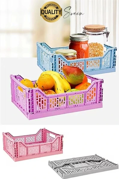 Çok Amaçlı Yer Kaplamayan Katlanabilir Renkli Kasa Sepet Sebze Meyve Eşya Saklama Organizer Kutu - 4