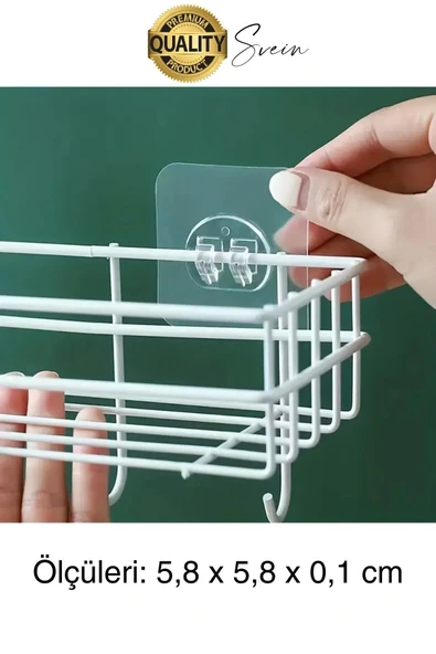 10 Ad. Ekstra Güçlü Kendinden Yapışkanlı İz Bırakmaz Suya Dayanıklı Banyo Rafı Tablo Ayna Askı Kanca - 7