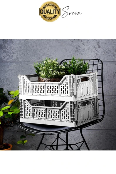 Çok Amaçlı Yer Kaplamayan Katlanabilir Renkli Kasa Sepet Sebze Meyve Eşya Saklama Organizer Kutu - 6