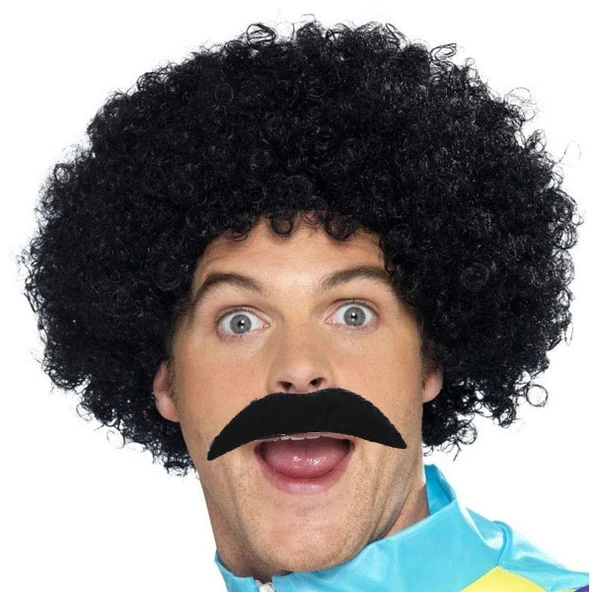Parti Siyah Scouser Erkek Kısa Peruk 120 Gr ve Bıyık Seti ürün görseli 1