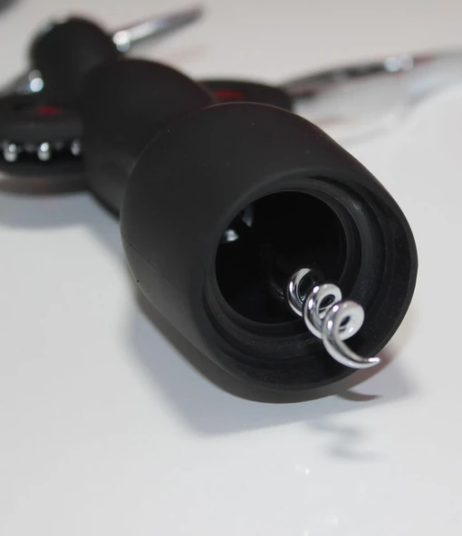 Paslanmaz Çelik Tirbuşon Açacak Siyah Şarap Açacağı - Resim 3