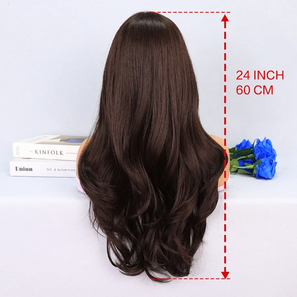 Çikolata Kahve Uçlar Hafif Dalgalı Tül Peruk - 5