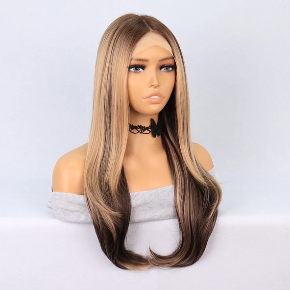 Kumral Balköpüğü Röfleli Katlı Kesim Tül Peruk - Resim 2