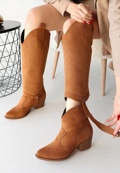 Milla Taba Süet Tak Çıkar Topuklu Bot Ve Çizme - Resim 2