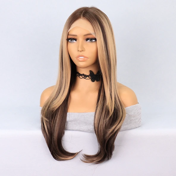 Kumral Balköpüğü Röfleli Katlı Kesim Tül Peruk - Resim 3