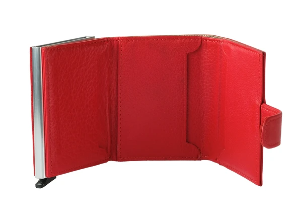 Bagacar DG02 Hakiki Deri Çıtçıtlı Mekanizmalı Cüzdan Kartlık Kırmızı - 8