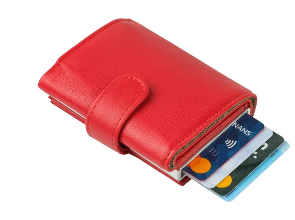 Bagacar DG02 Hakiki Deri Çıtçıtlı Mekanizmalı Cüzdan Kartlık Kırmızı - 2