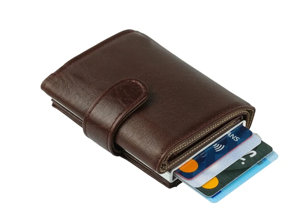 Bagacar DG02 Hakiki Deri Çıtçıtlı Mekanizmalı Cüzdan Kartlık Kahve - 2
