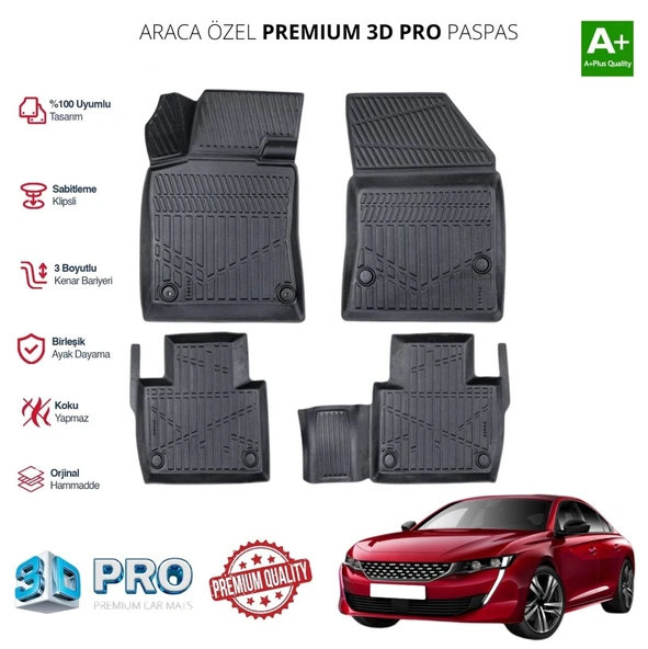 PEUGEOT 508 ARACA ÖZEL 3D PASPAS 2018 2019 2020 2021 2022 2023 2024 ürün görseli 1