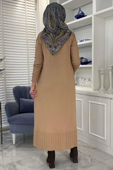 İsra Triko Elbise Bej - 6