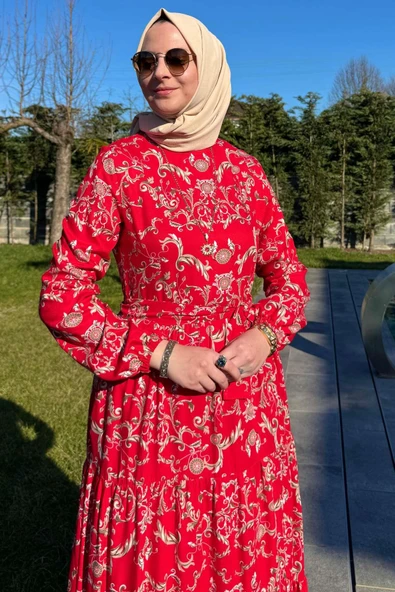 Hürrem Elbise Kırmızı - Resim 7