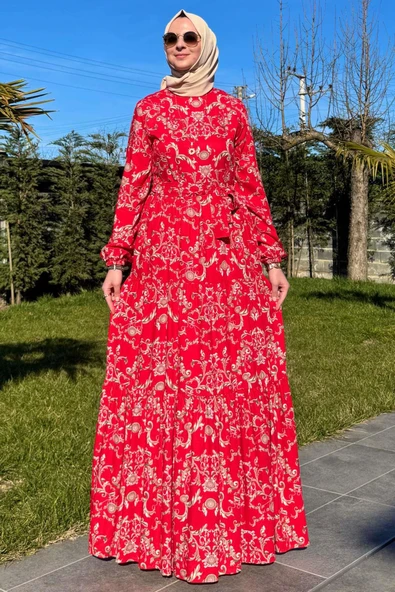 Hürrem Elbise Kırmızı - Resim 3