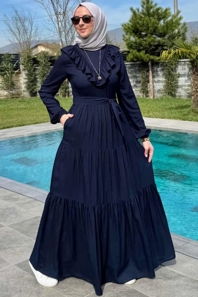 Jale Elbise Lacivert - Resim 3