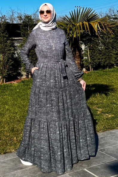 Kot Efektli Elbise Haki - Resim 7