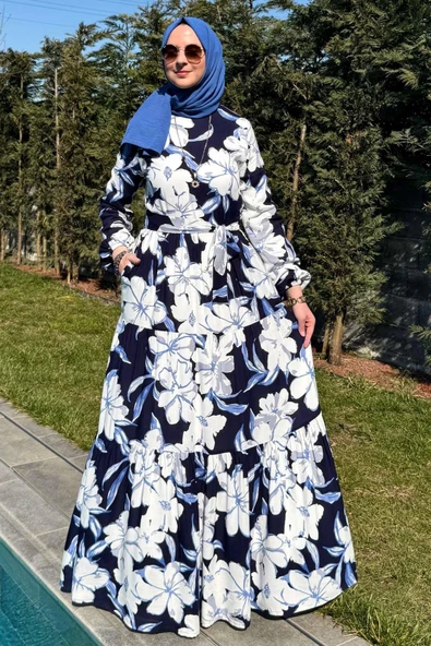 Beyaz Çiçekli Elbise - 7