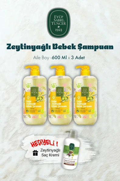 Zeytinyağlı Bebek Şampuan 600 ML X 3 ve Saç Kremi Hediyeli ürün görseli 1