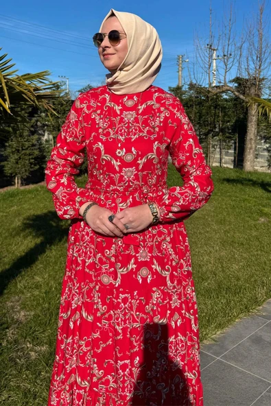 Hürrem Elbise Kırmızı - Resim 4