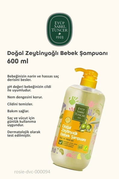 Zeytinyağlı Bebek Şampuan 600 ML X 3 ve Saç Kremi Hediyeli - Resim 2