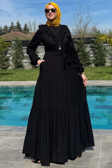 Jale Elbise Siyah - Resim 5