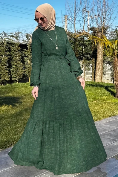 Kot Efektli Elbise Yeşil - 3