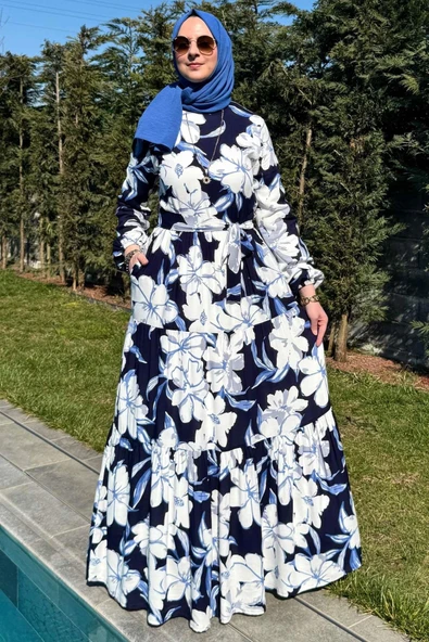 Beyaz Çiçekli Elbise - 5