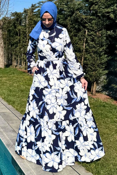 Beyaz Çiçekli Elbise - 8