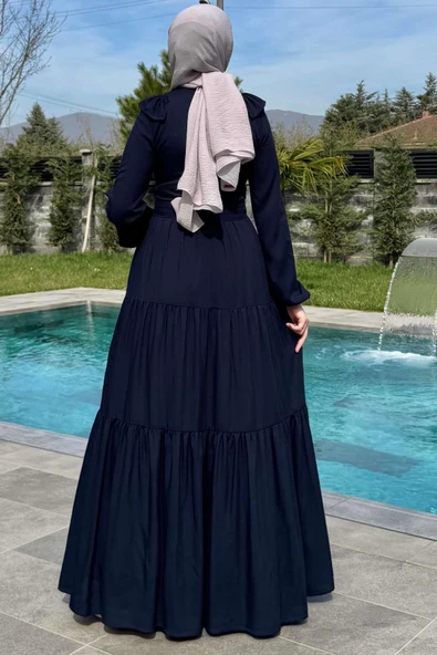 Jale Elbise Lacivert - Resim 5