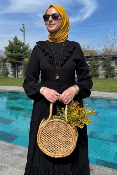 Jale Elbise Siyah - Resim 4