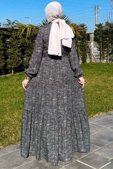 Kot Efektli Elbise Haki - Resim 9