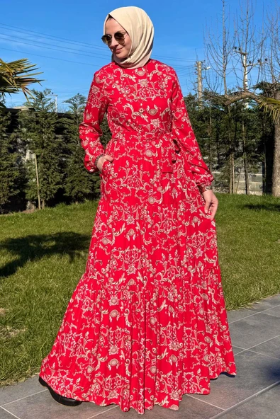 Hürrem Elbise Kırmızı - Resim 5