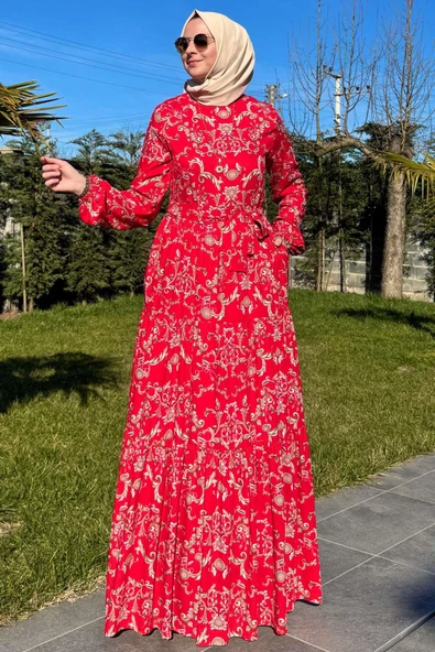 Hürrem Elbise Kırmızı - Resim 6