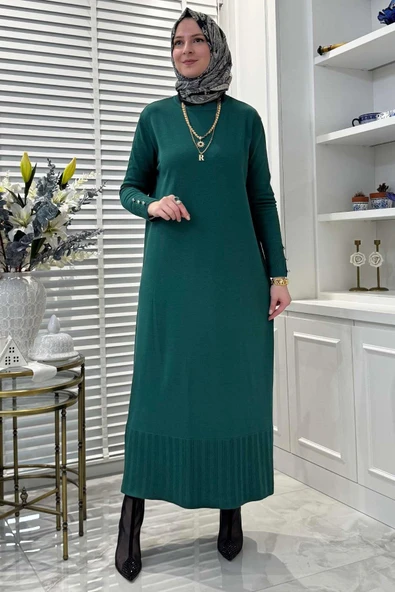 İsra Triko Elbise Zümrüt