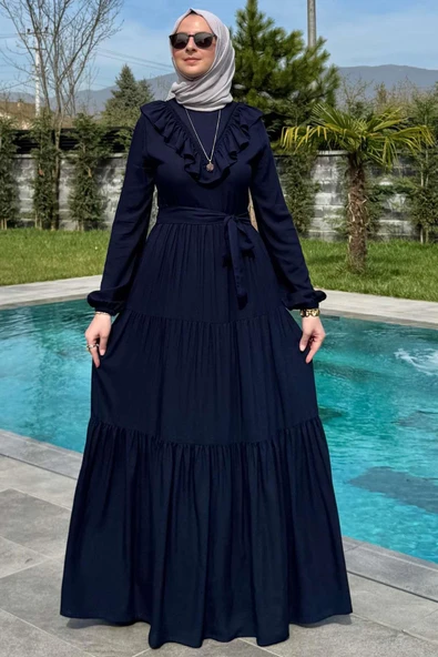 Jale Elbise Lacivert - Resim 4
