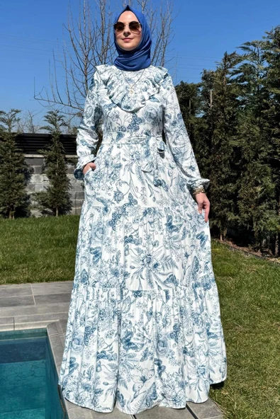 Botanik Elbise Mavi ürün görseli 1