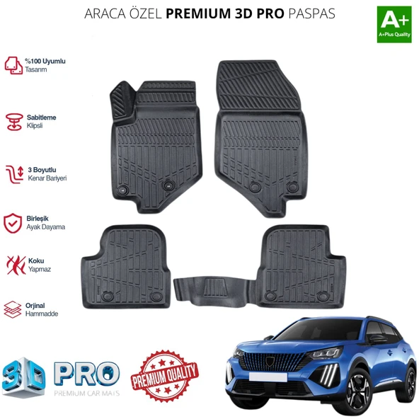 PEUGEOT 2008 ELEKTRİKLİ  ARACA ÖZEL 3D PASPAS 2022 2023 2024 2025